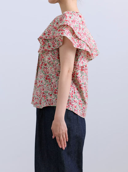 【COHINA MADE WITH LIBERTY FABRIC】ラッフルスリーブブラウス　[通常]