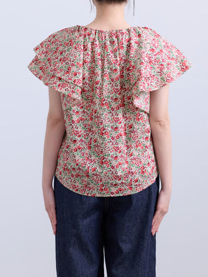 【COHINA MADE WITH LIBERTY FABRIC】ラッフルスリーブブラウス　[通常]