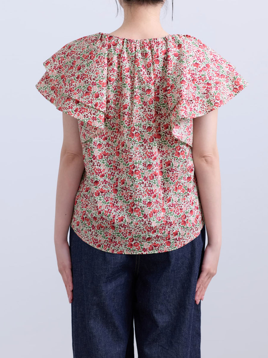 【COHINA MADE WITH LIBERTY FABRIC】ラッフルスリーブブラウス　[通常]