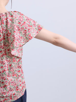 【COHINA MADE WITH LIBERTY FABRIC】ラッフルスリーブブラウス　[通常]