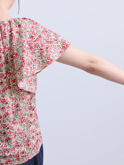 【COHINA MADE WITH LIBERTY FABRIC】ラッフルスリーブブラウス　[通常]