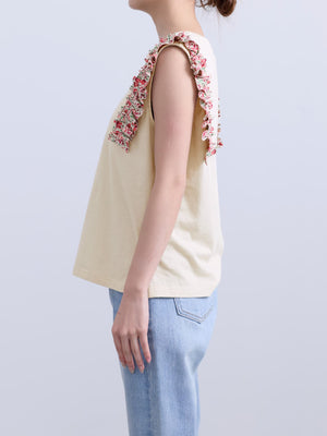 【COHINA MADE WITH LIBERTY FABRIC】フリルスリーブカットソー　[通常]