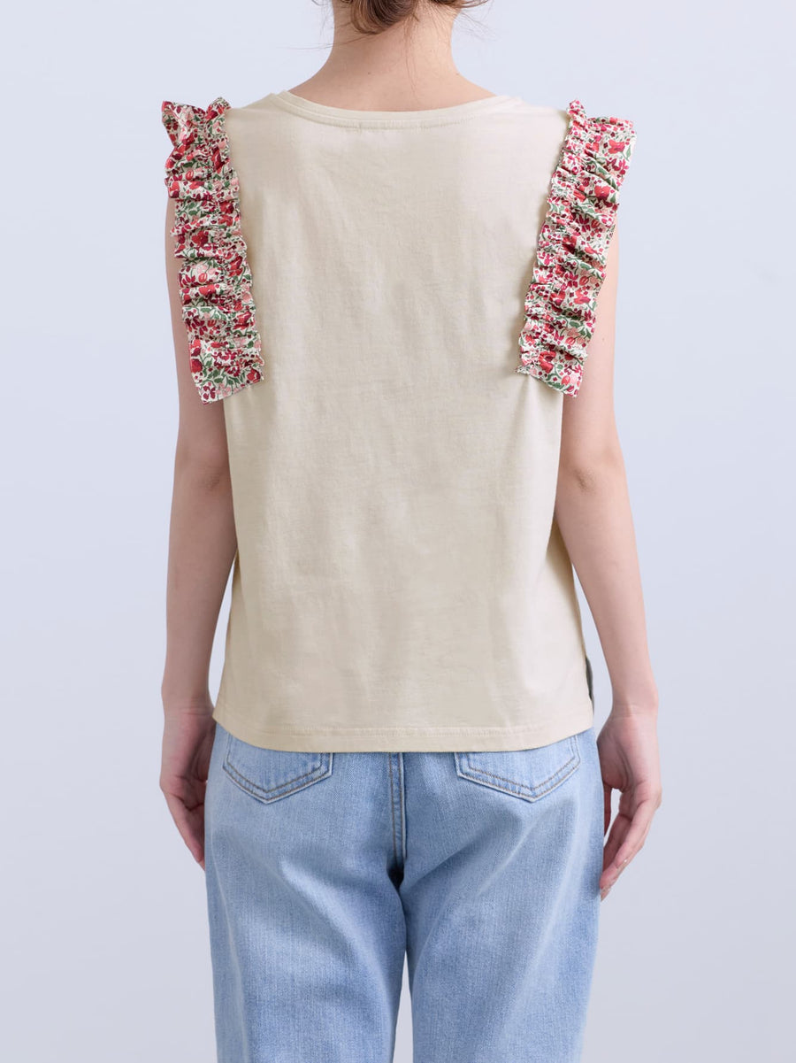 【COHINA MADE WITH LIBERTY FABRIC】フリルスリーブカットソー　[通常]