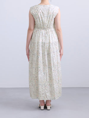 【COHINA MADE WITH LIBERTY FABRIC】ノースリーブリボンベルトワンピース-short & regular　[通常]