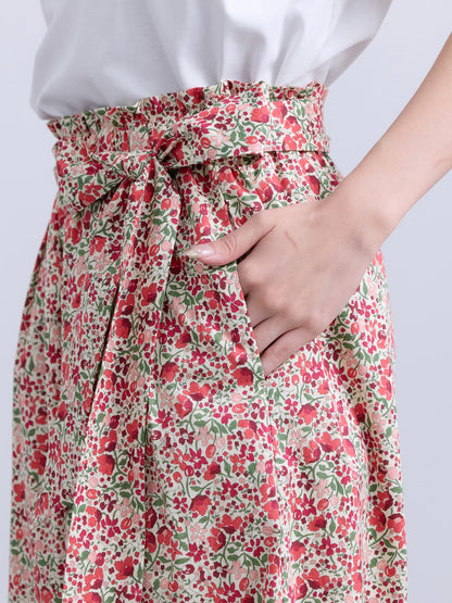 【COHINA MADE WITH LIBERTY FABRIC】リボンベルトイージーパンツ-short & regular　[通常]