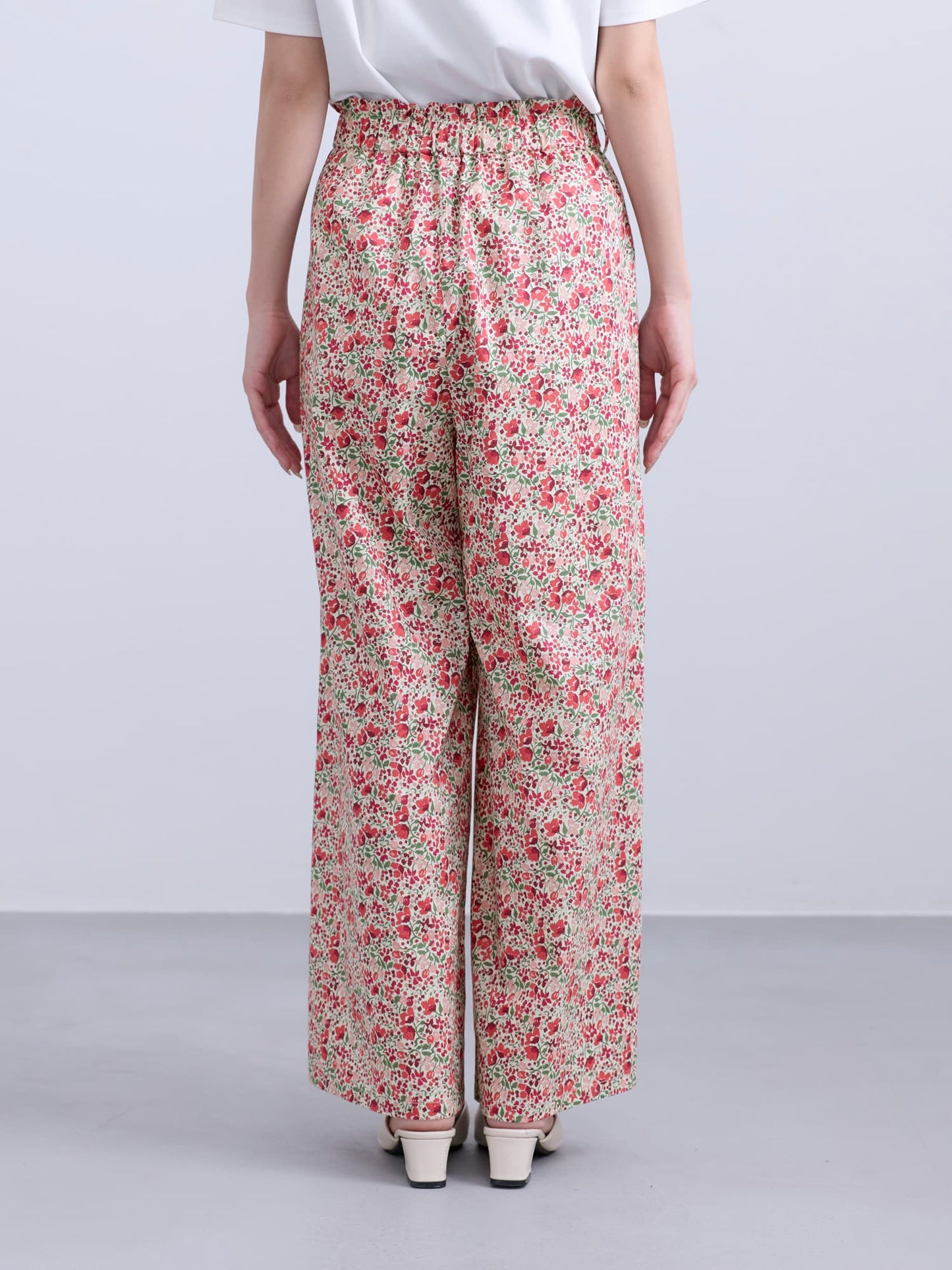 【COHINA MADE WITH LIBERTY FABRIC】リボンベルトイージーパンツ-short & regular　[通常]