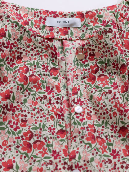 【COHINA MADE WITH LIBERTY FABRIC】ラッフルスリーブブラウス　[通常]