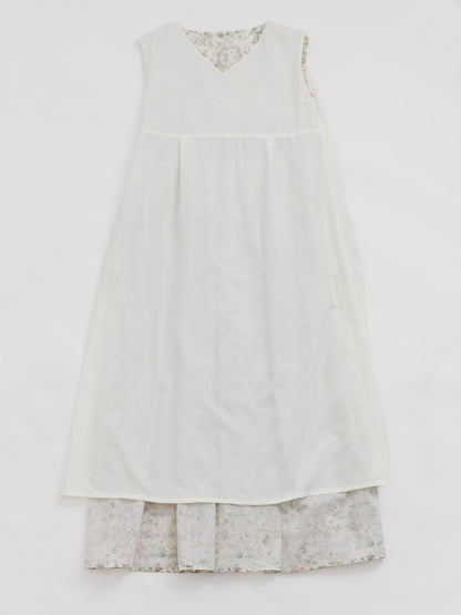 【COHINA MADE WITH LIBERTY FABRIC】ノースリーブリボンベルトワンピース-short & regular　[通常]