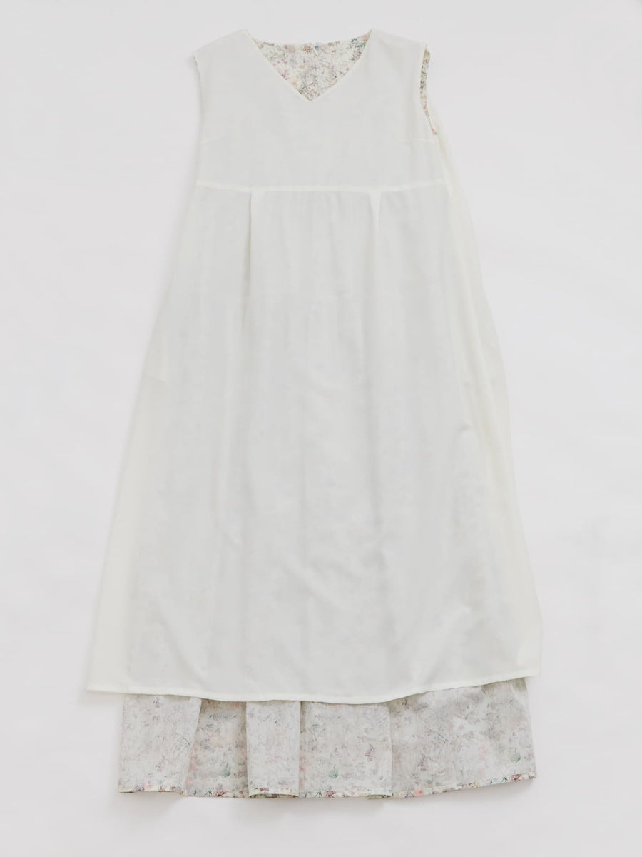 【COHINA MADE WITH LIBERTY FABRIC】ノースリーブリボンベルトワンピース-short & regular　[通常]