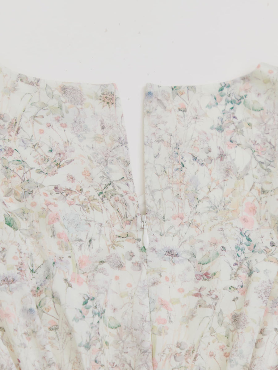 【COHINA MADE WITH LIBERTY FABRIC】ノースリーブリボンベルトワンピース-short & regular　[通常]