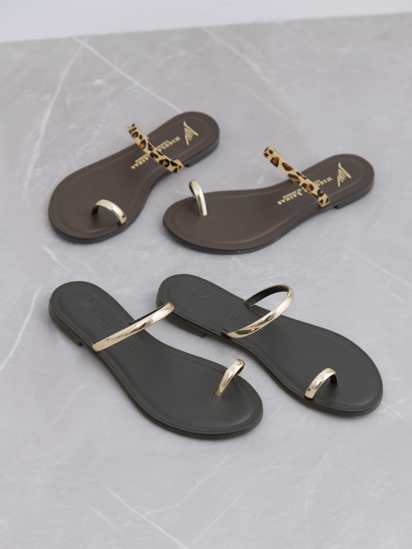 【極美品】HOAW. レオパード柄 フラットサンダル 37 COHINA×NICOLAS LAINAS】レオパードサムリングフラットサンダル | 小柄