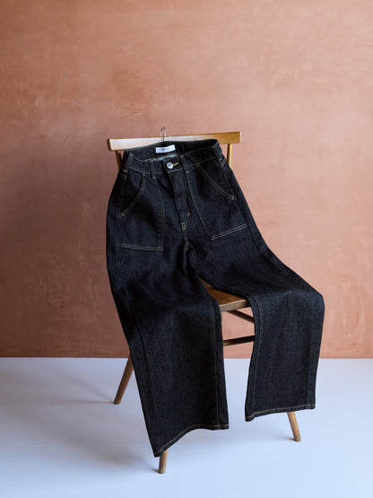 【SOMETHINGコラボ】ベイカーストレートデニム-short & regular　[通常]