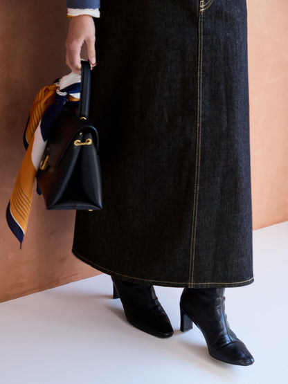 【SOMETHINGコラボ】バックタックデニムスカート-short & regular　[通常]