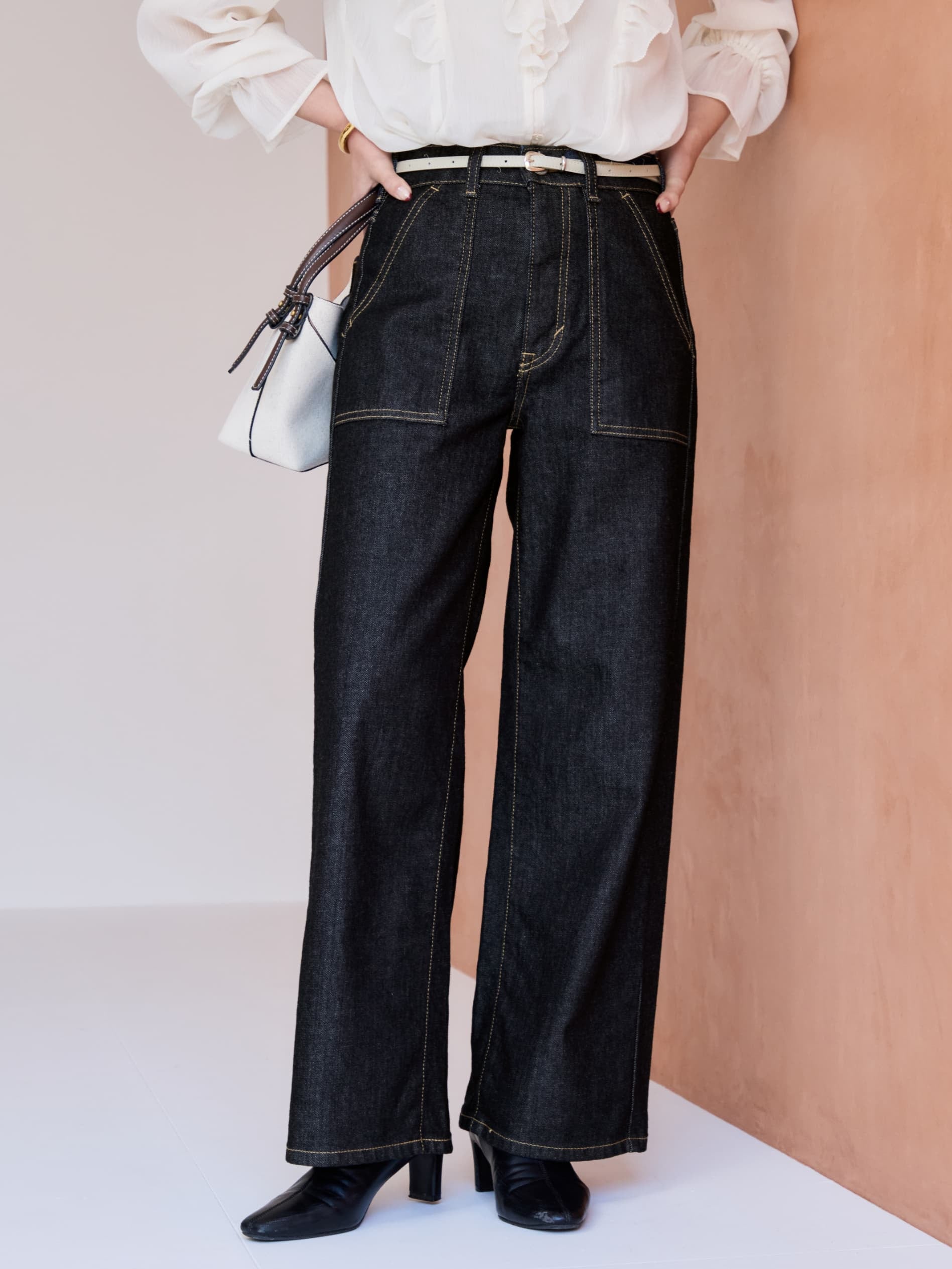 SOMETHINGコラボ】ベイカーストレートデニム-short & regular | 小柄