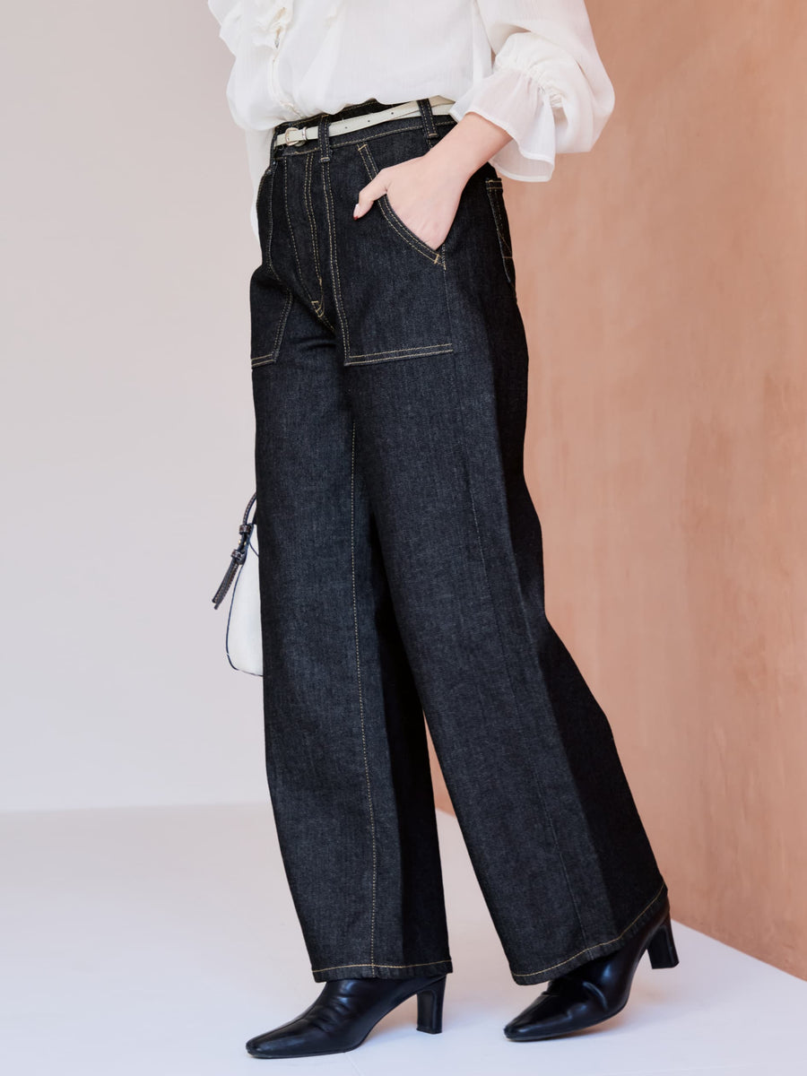 【SOMETHINGコラボ】ベイカーストレートデニム-short & regular　[通常]