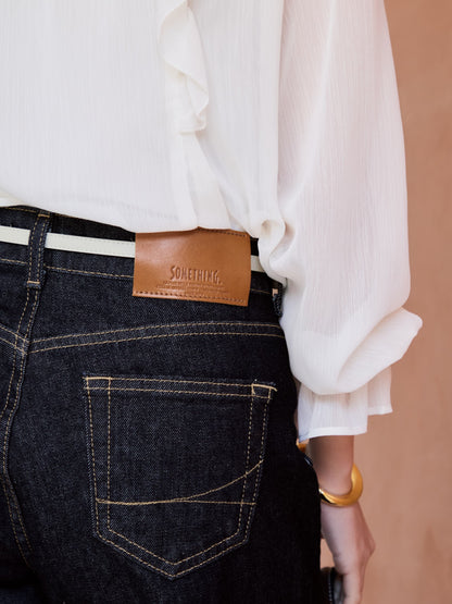 【SOMETHINGコラボ】ベイカーストレートデニム-short & regular　[通常]