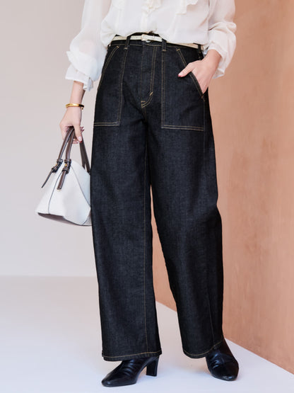 【SOMETHINGコラボ】ベイカーストレートデニム-short & regular　[通常]