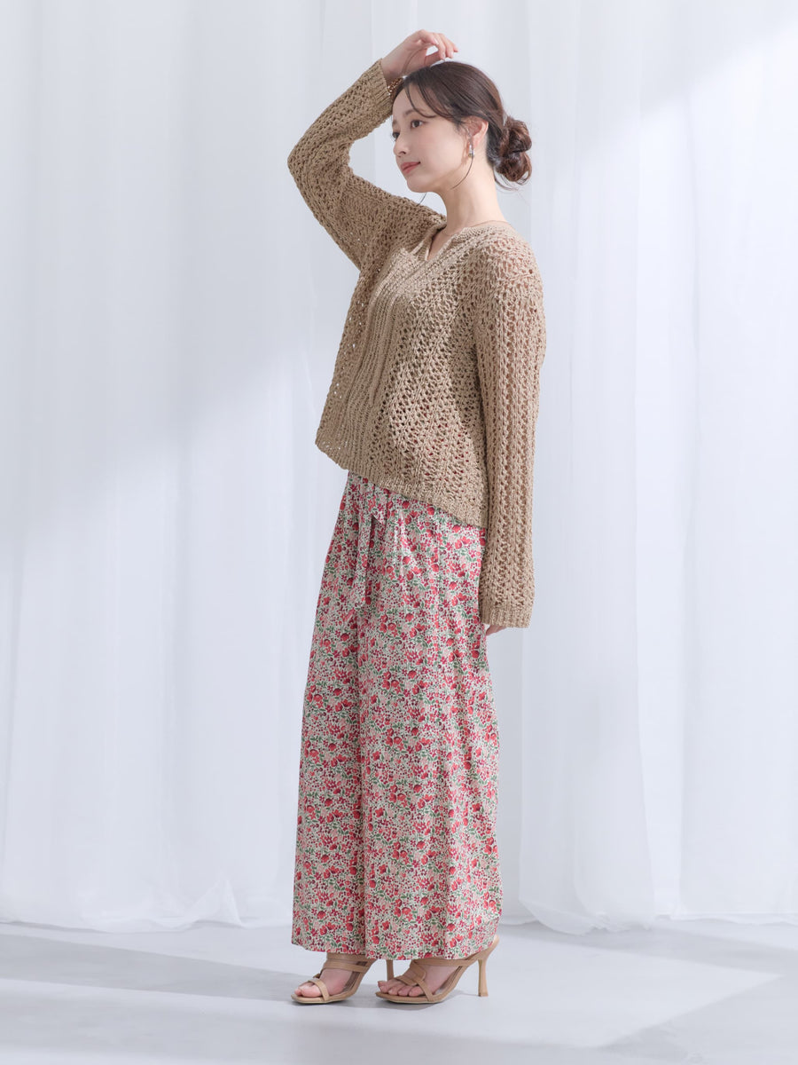 【COHINA MADE WITH LIBERTY FABRIC】リボンベルトイージーパンツ-short & regular　[通常]