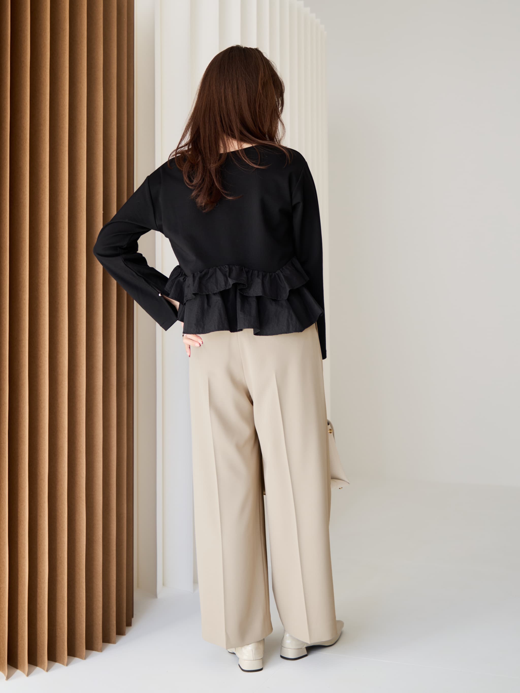 とろみワンタックストレートパンツ-short & regular | 小柄・低身長