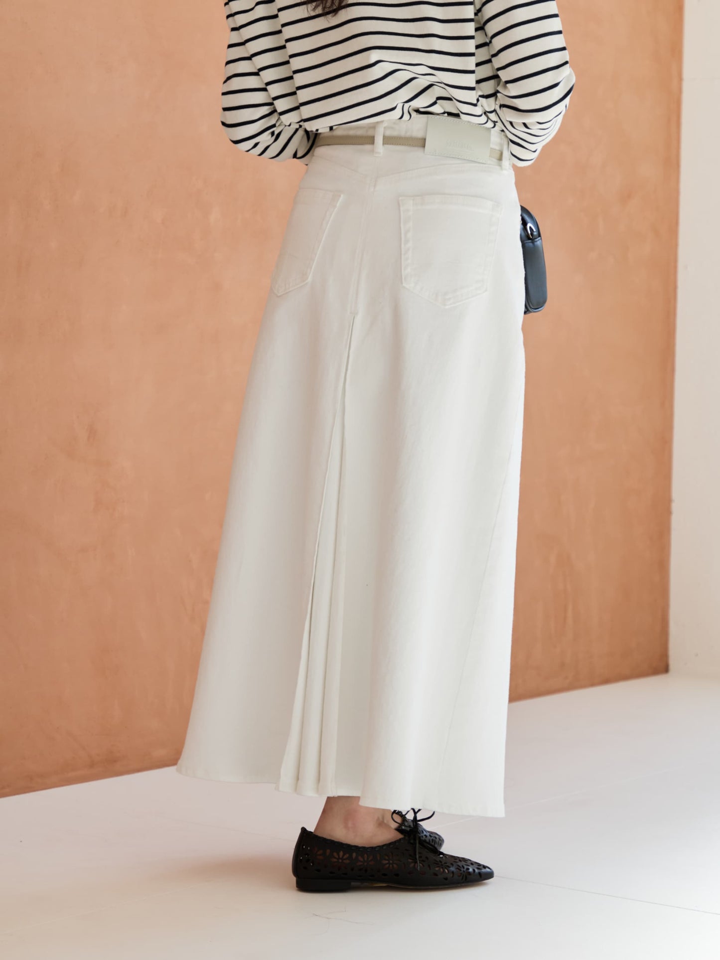 【SOMETHINGコラボ】バックタックデニムスカート-short & regular　[通常]