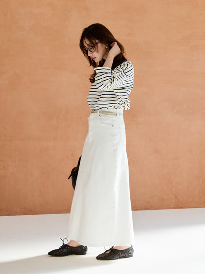 【SOMETHINGコラボ】バックタックデニムスカート-short & regular　[通常]