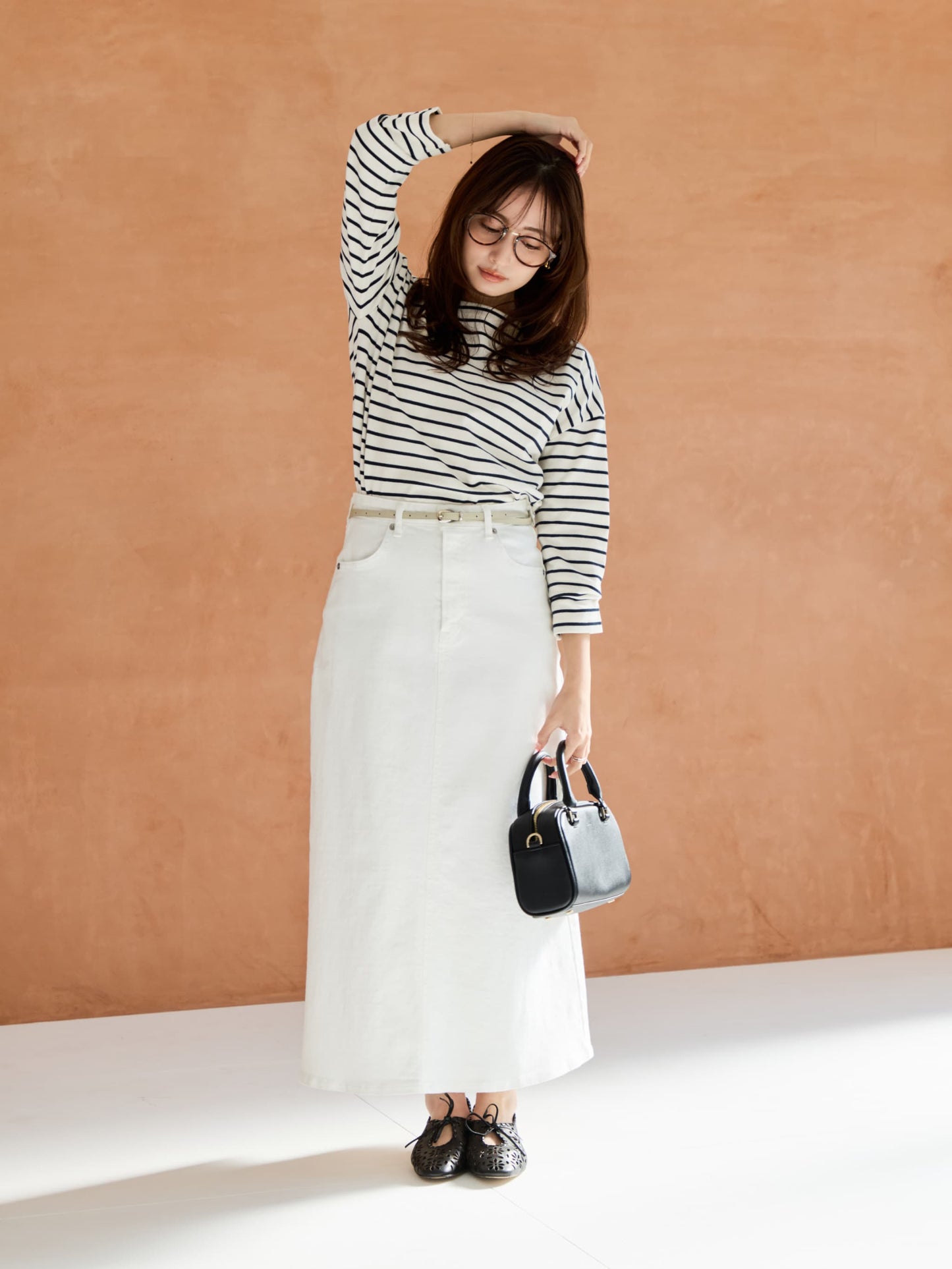 【SOMETHINGコラボ】バックタックデニムスカート-short & regular　[通常]