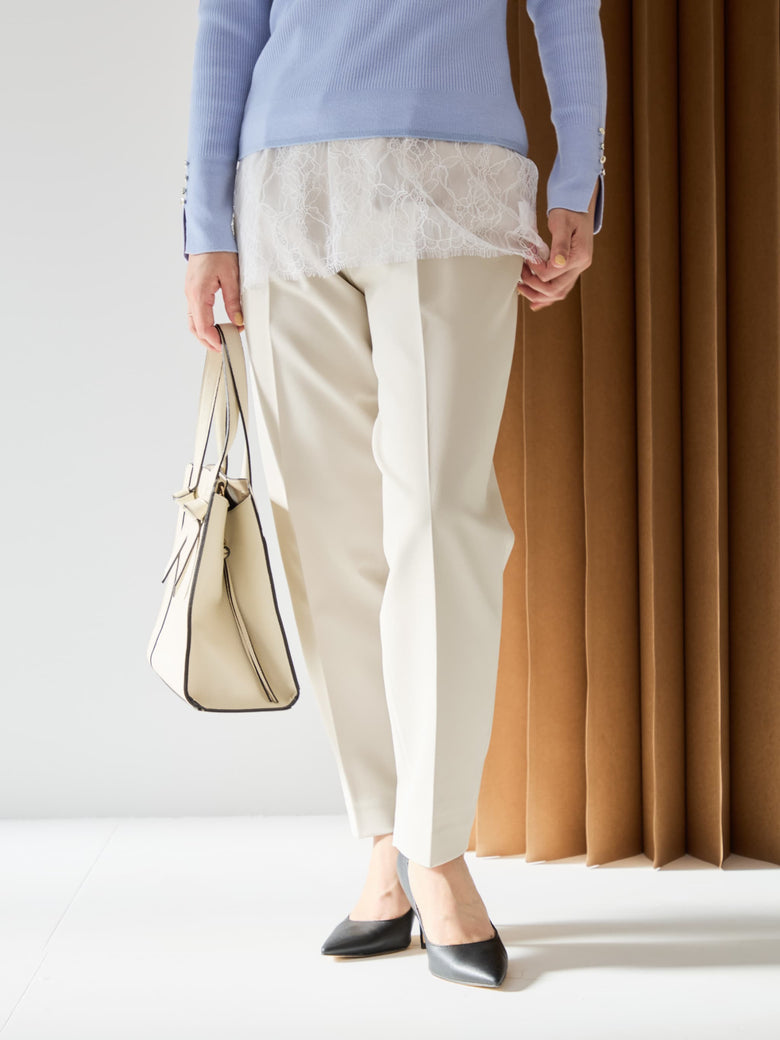 150cmスタッフ着用 とろみワンタックテーパードパンツ