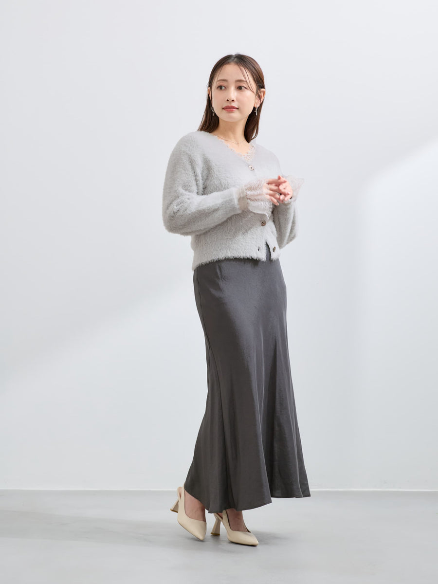 【接触冷感・防臭】アセテートバックサテンナロースカート-short & regular　[通常]
