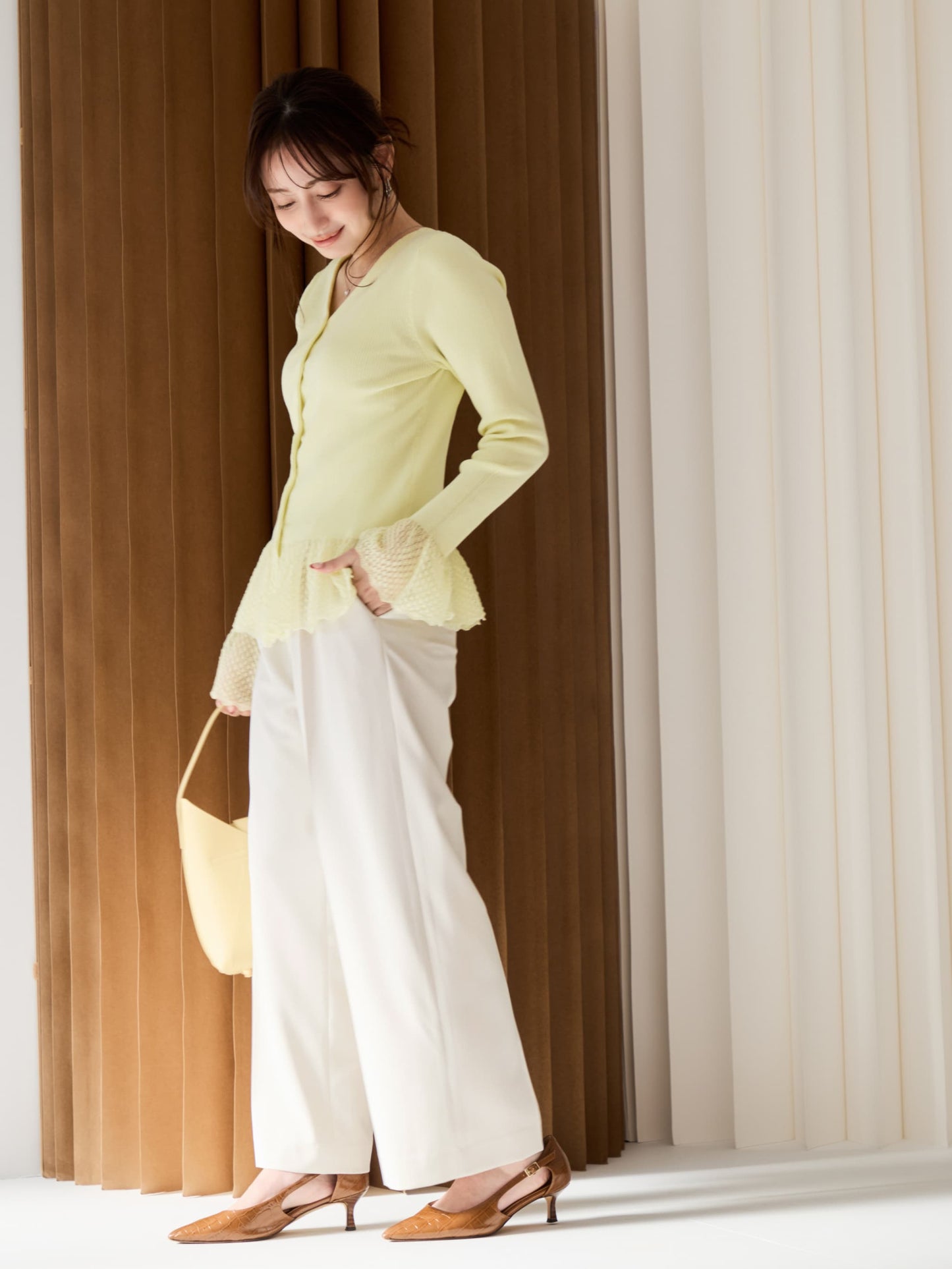 とろみワンタックストレートパンツ-short & regular　[通常]