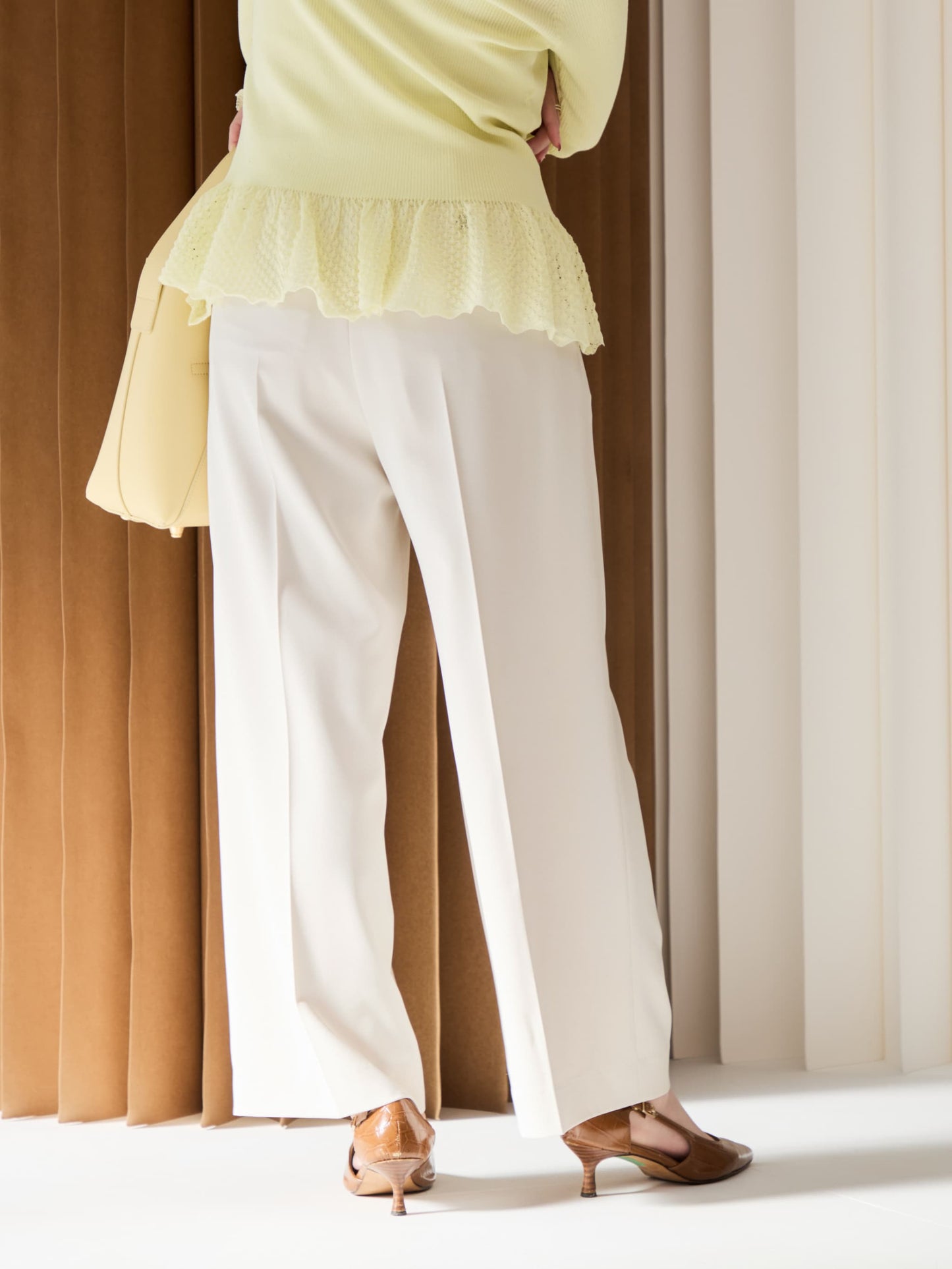 とろみワンタックストレートパンツ-short & regular　[通常]