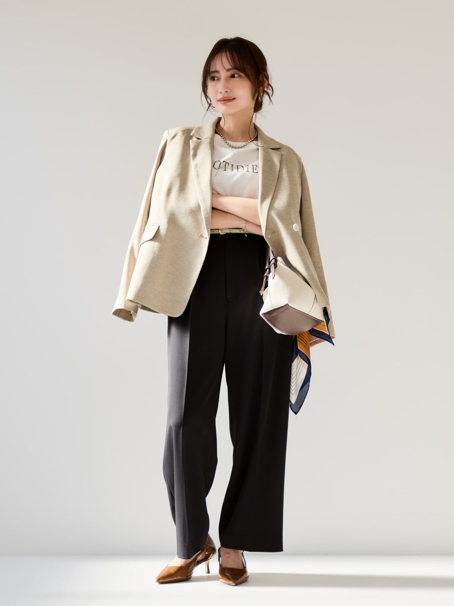 とろみワンタックストレートパンツ-short & regular　[通常]