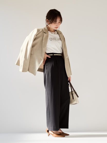 とろみワンタックストレートパンツ-short & regular　[通常]