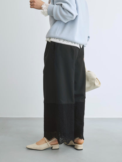 スカラップレースイージーパンツ-short & regular　[通常]