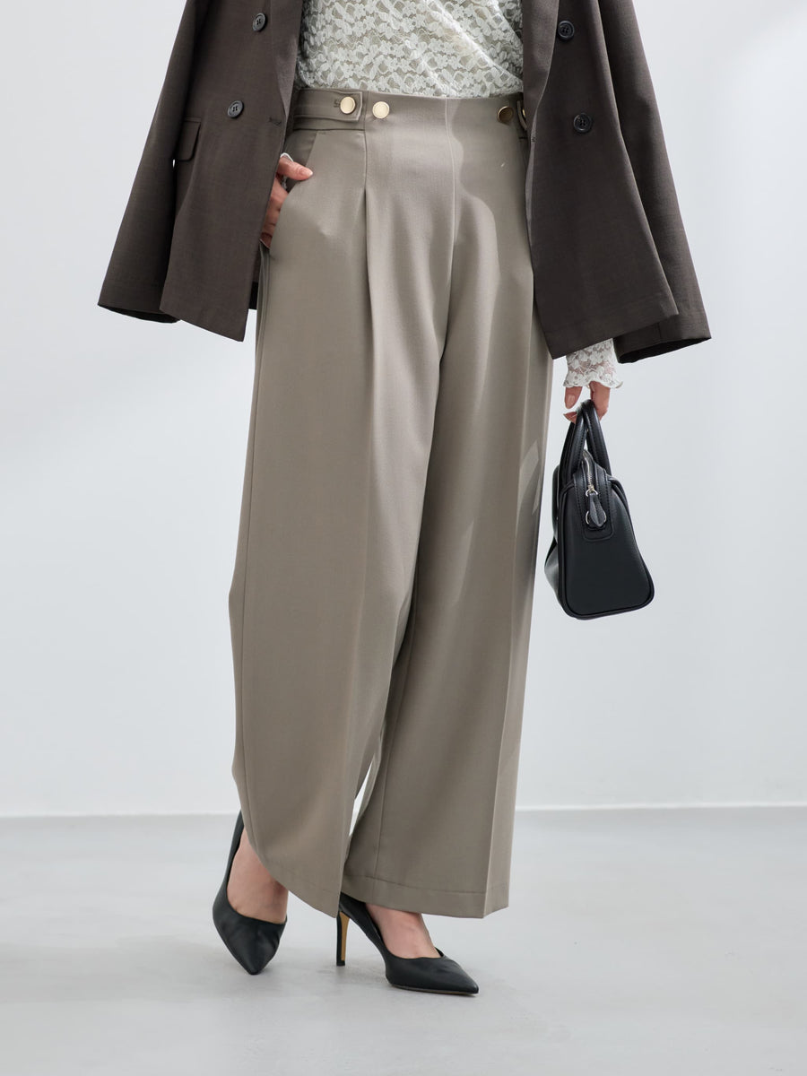 ウエストボタンタックマリンパンツ-short & regular　[通常]