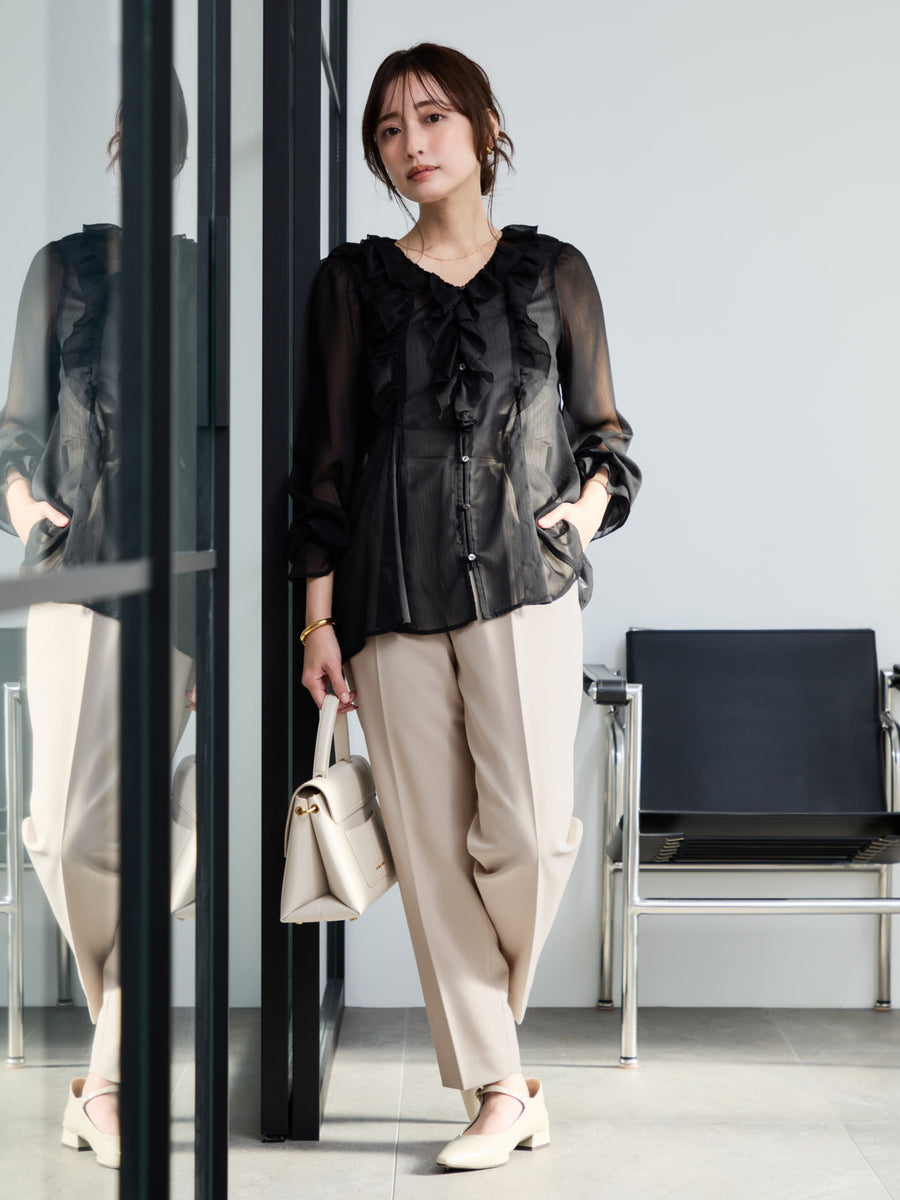 とろみワンタックテーパードパンツ-short & regular　[通常]