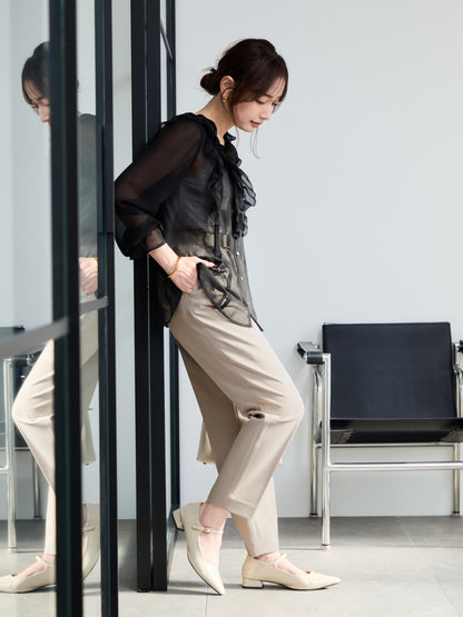 とろみワンタックテーパードパンツ-short & regular　[通常]