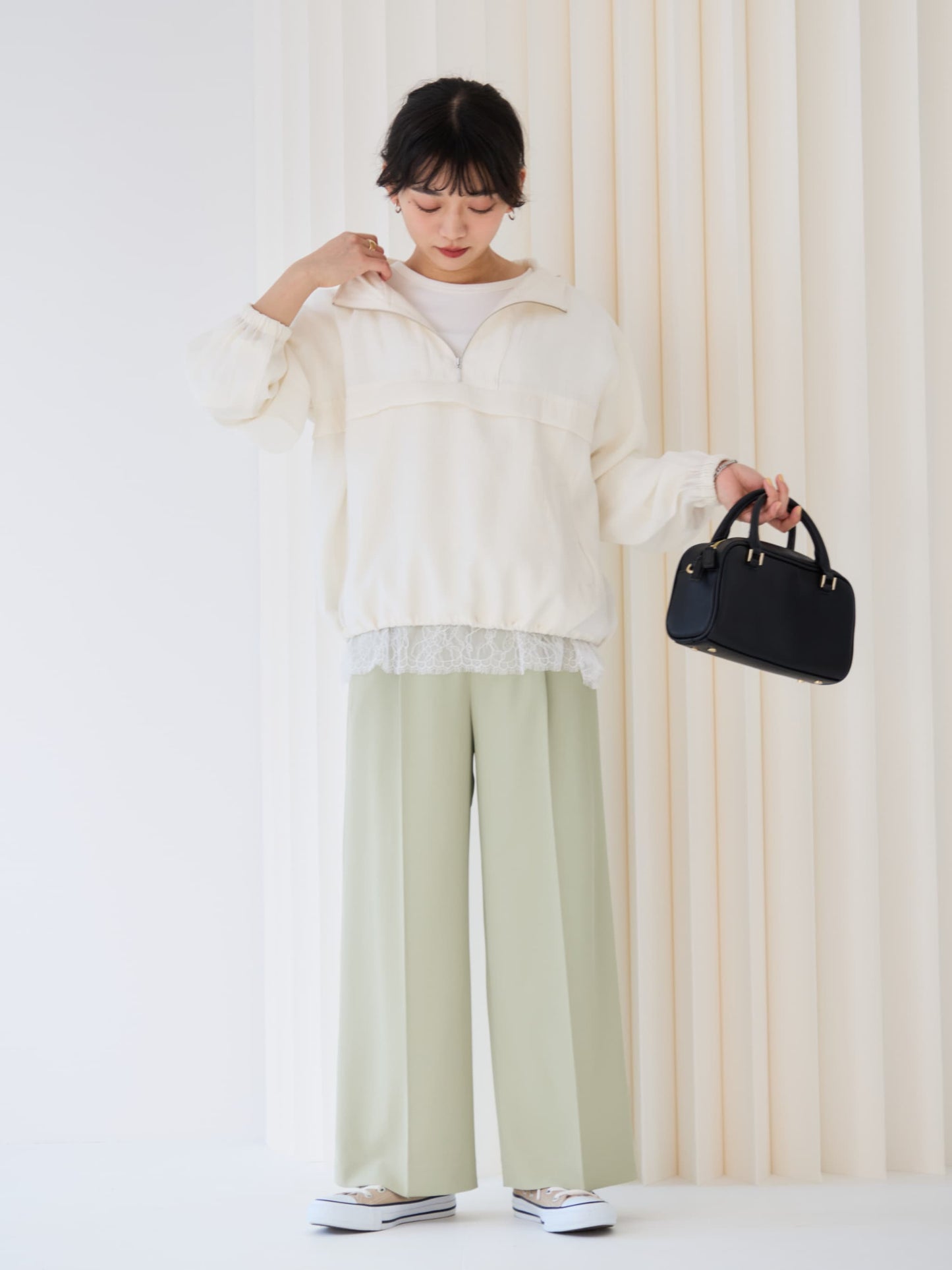 とろみワンタックストレートパンツ-short & regular　[通常]