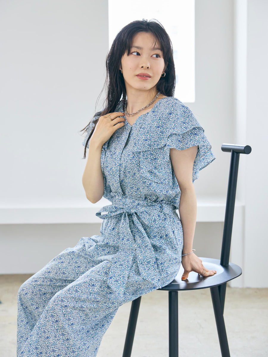 【COHINA MADE WITH LIBERTY FABRIC】リボンベルトイージーパンツ-short & regular　[通常]