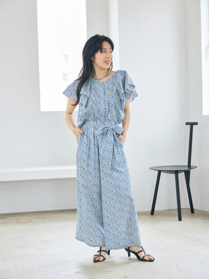 【COHINA MADE WITH LIBERTY FABRIC】リボンベルトイージーパンツ-short & regular　[通常]