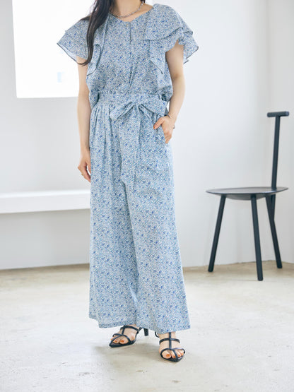 【COHINA MADE WITH LIBERTY FABRIC】リボンベルトイージーパンツ-short & regular　[通常]