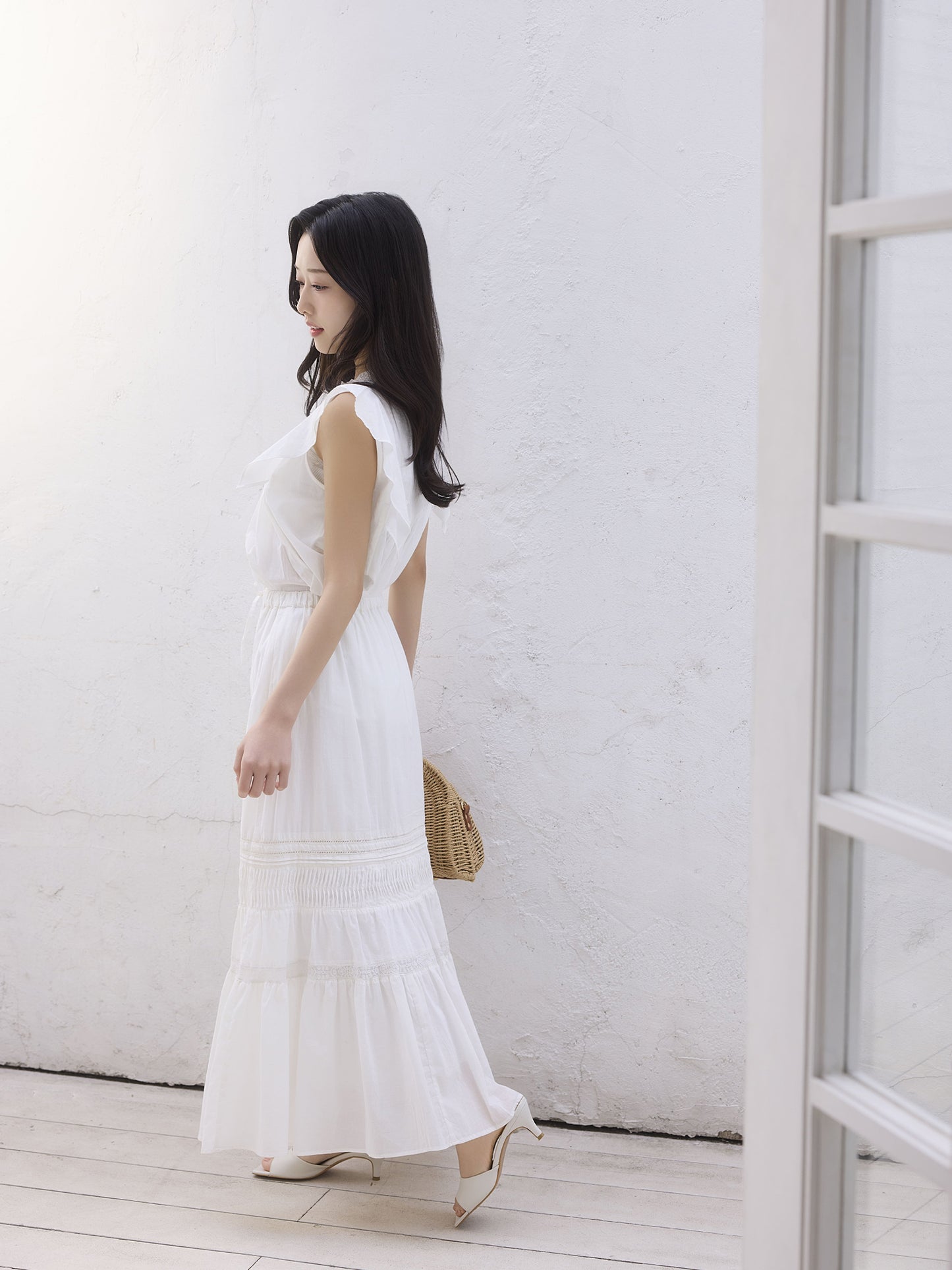 【手洗い可】【Made in India】ピンタックティアードスカート-short & regular　[通常]