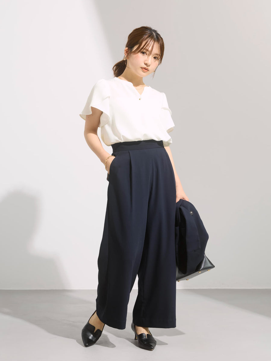 【接触冷感】とろみワンタックストレートパンツ-short & regular　[通常]