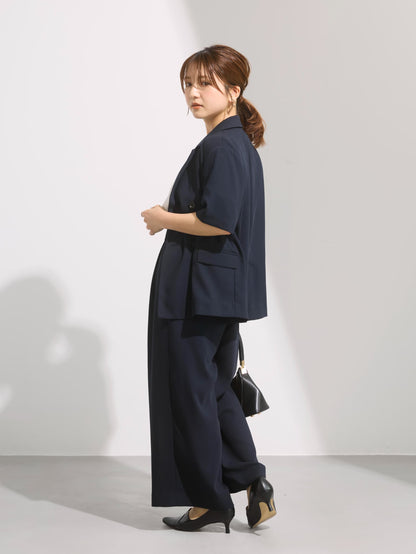 【接触冷感】とろみワンタックストレートパンツ-short & regular　[通常]