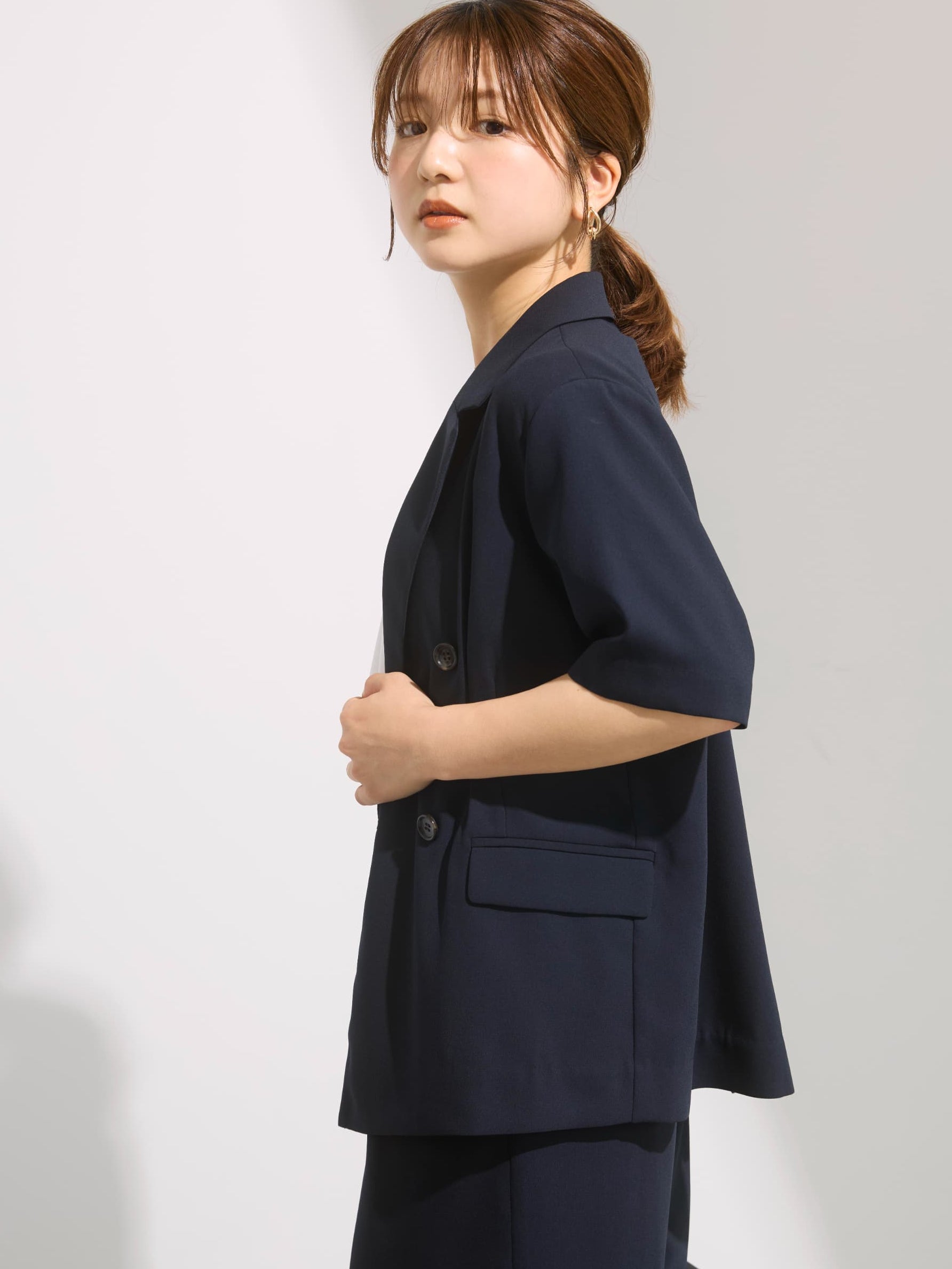 接触冷感】とろみハーフスリーブジャケット | 小柄・低身長女性向け