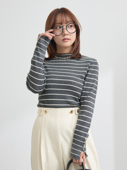 カシミヤブレンドゴールドボタンニット　[通常]