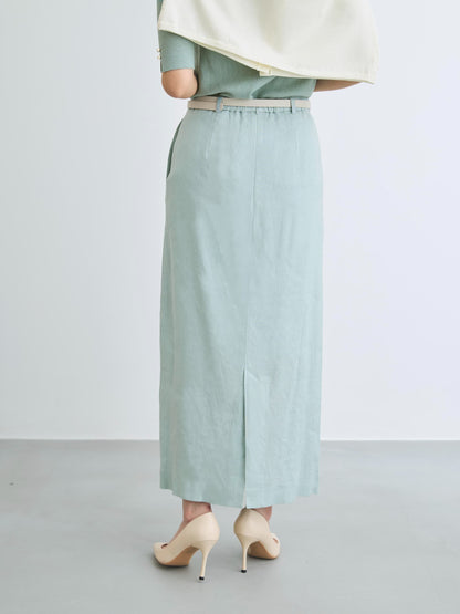 ストレッチリネンIラインスカート-short & regular　[通常]