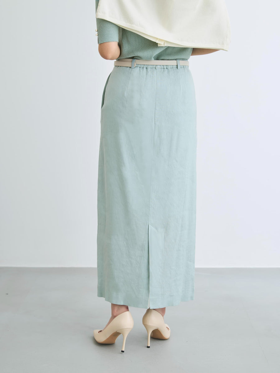 ストレッチリネンIラインスカート-short & regular　[通常]