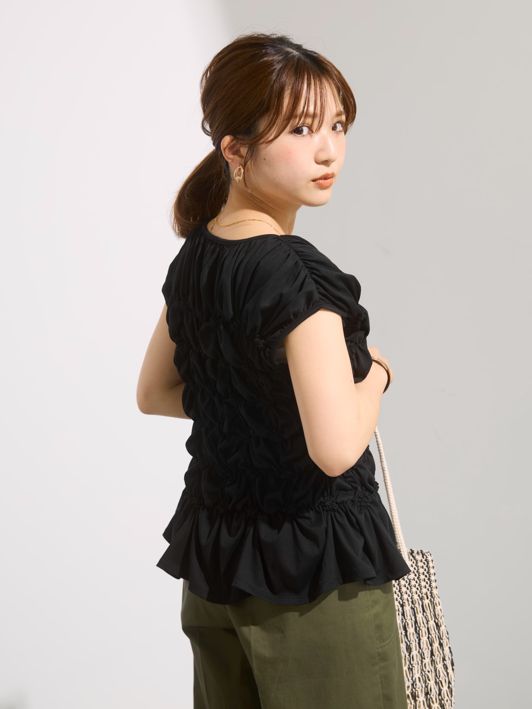 シャーリングカットトップス | 小柄・低身長女性向けファッション通販