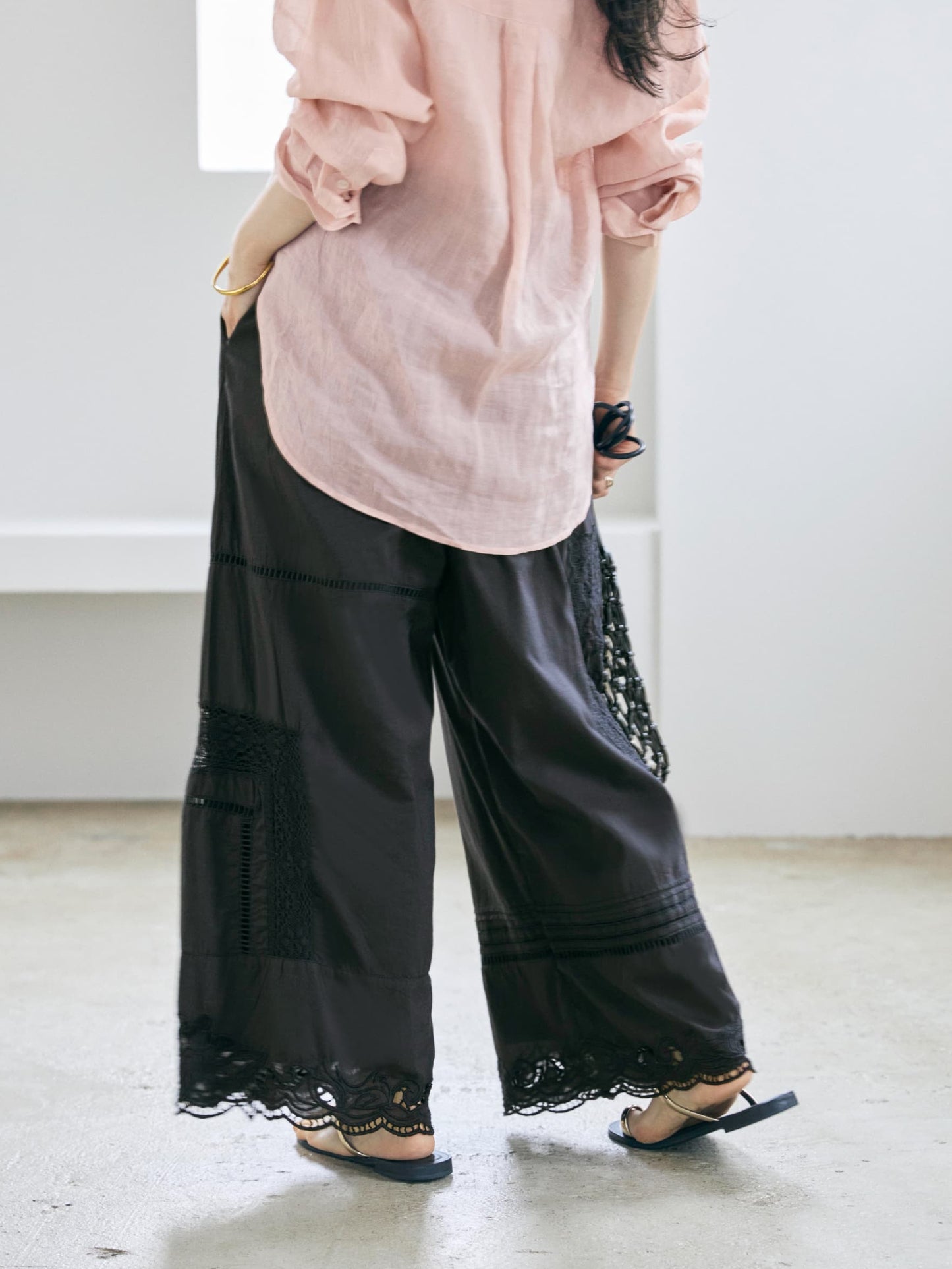 【Made in India】パッチワークエンブロイダリーパンツ-short & regular　[通常]