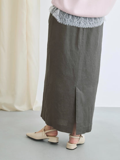 ストレッチリネンIラインスカート-short & regular　[通常]